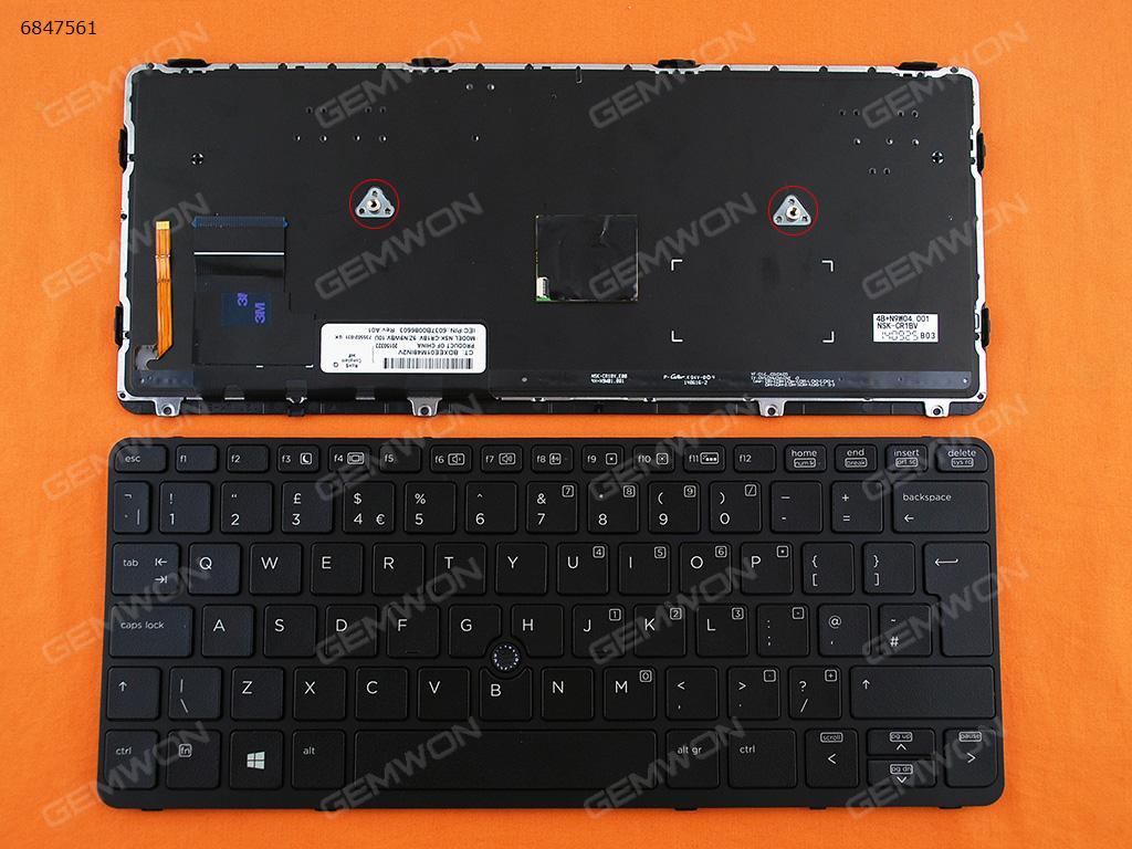 Picture of New Replacement Laptop Keyboard For HP EliteBook 820 G1 BLACK FRAME BLACK (Backlit,with point,Win8) Uk Layout