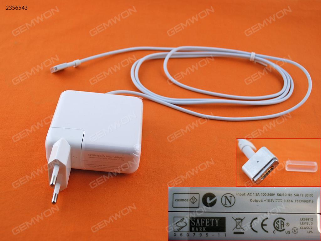 Picture of APPLE MACBOOK 16.5V 3.65A 60W CONNECTOR SHAPE T FOR A1502 (HIGH COPY) MS2 PLUG：EU