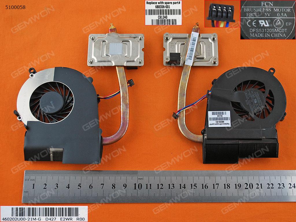 Picture of New Replacement CPU Cooling Fan For HP CQ58(For Intel Celeron processor,Integrated graphics ,Heatsink ) 688306-001 Layout