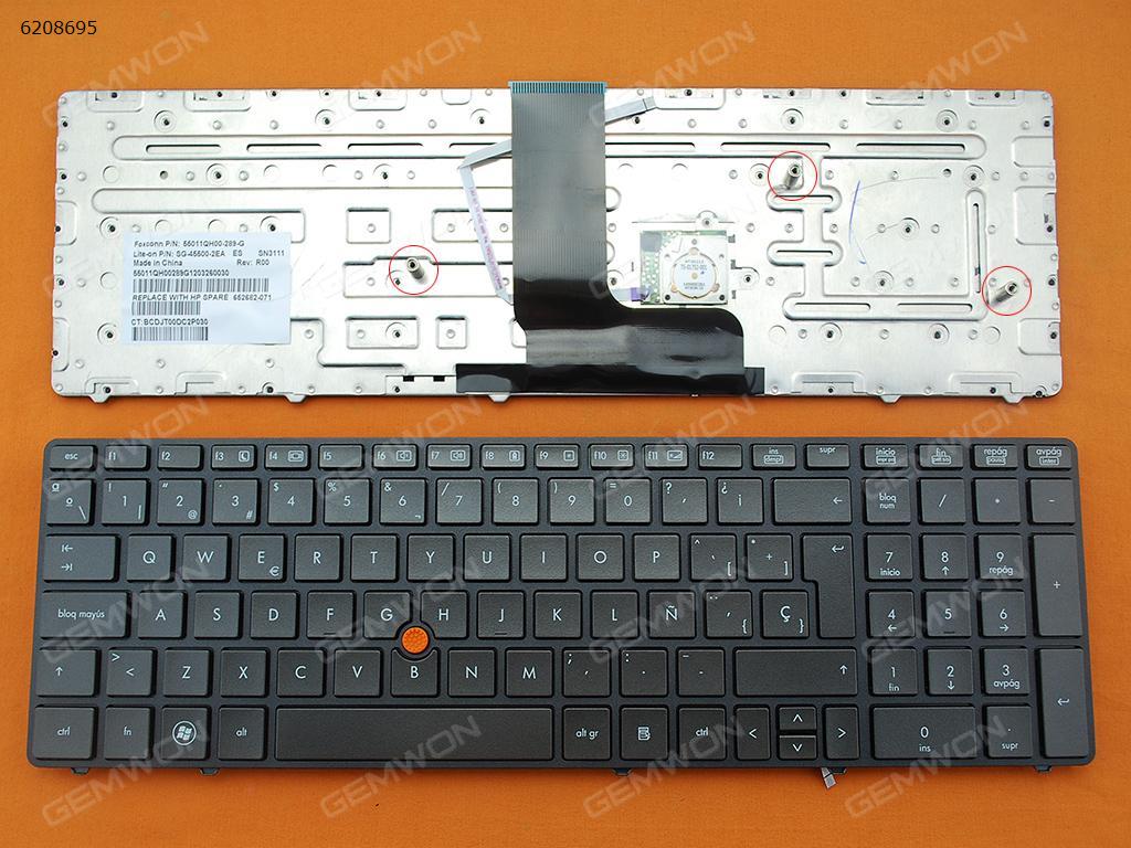 Picture of New Replacement Laptop Keyboard For  HP 8560W 8570W GRAY FRAME GRAY(backlit With Point stick) SP Layout
