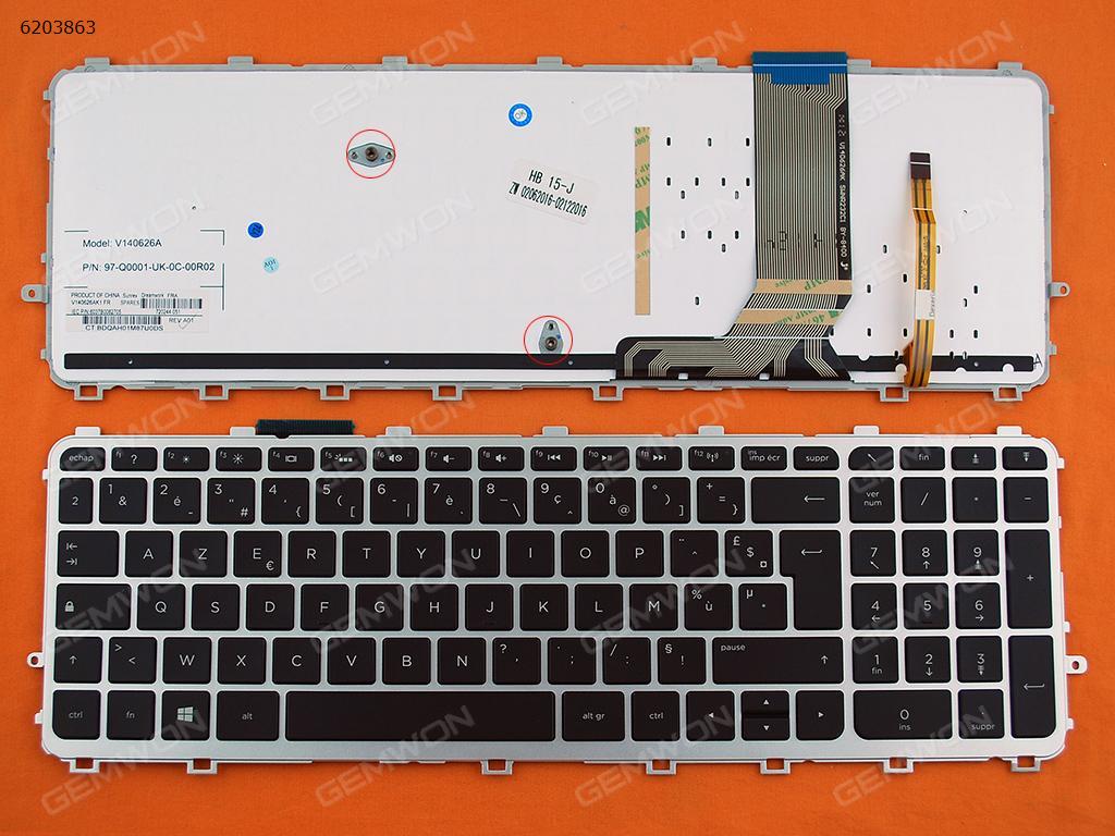 Picture of New Replacement Laptop Keyboard For HP ENVY 15-j Series SILVER FRAME BLACK( BLACKlit, For Win8) FR Layout