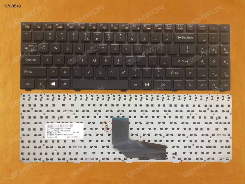Picture of New Replacement Laptop Keyboard For HASEE K580S BLACK FRAME BLACK(WIN8) US Layout