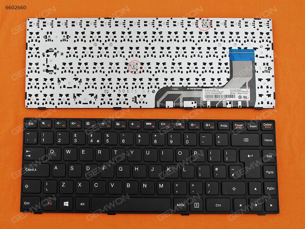 Picture of New Replacement Laptop Keyboard For LENOVO Ideapad 100-14IBY BLACK FRAME BLACK (Win8) Uk Layout