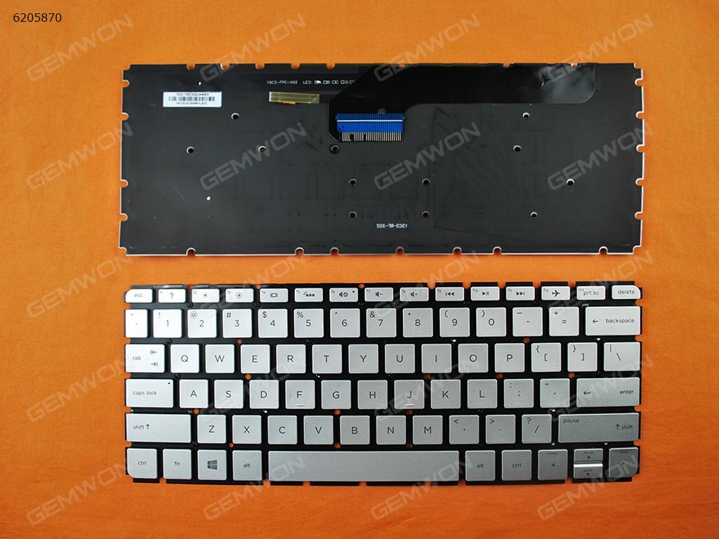 Picture of New Replacement Laptop Keyboard For HP ENVY13-d010nr 13-D061SA 13-d007tu Silver (backlit,Without FRAME,With cable folded) US Layout