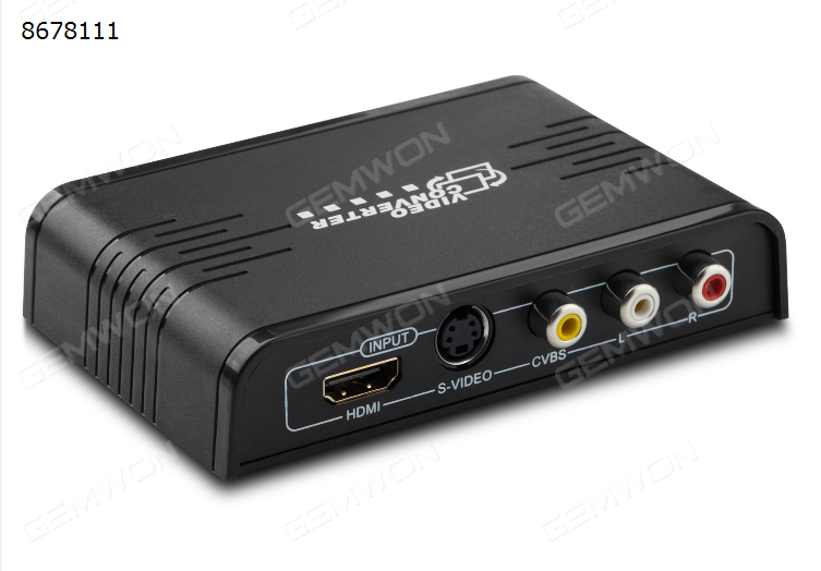Picture of input with CVBS, S-Video, HDMI interface signal source equipment. Output to a TV set with HDMI interface and other display equipment.