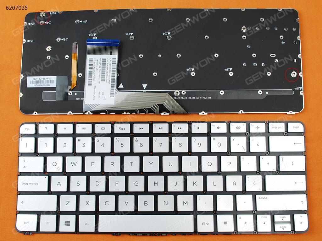 Picture of New Replacement Laptop Keyboard For HP Spectre x360 13-4000 13-4100 13-4200 SILVER (Without FRAME Backlit WIN8) LA Layout