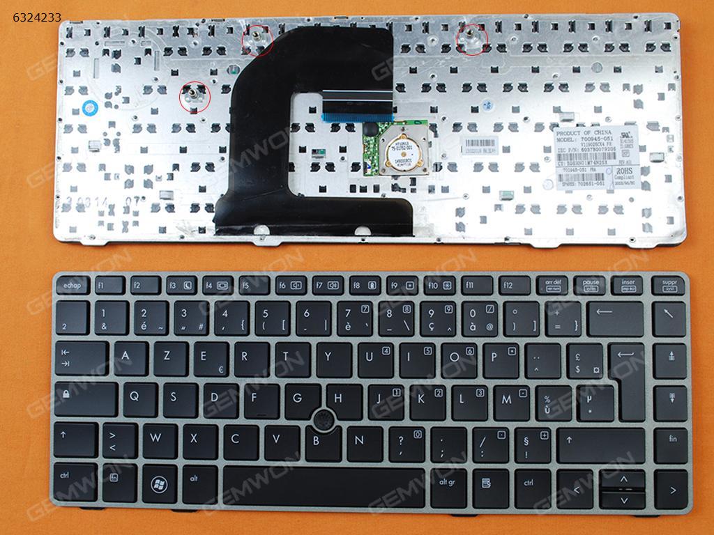 Picture of New Replacement Laptop Keyboard For P EliteBook 8460P SILVER FRAME BLACK(With Black Point stick) FR Layout