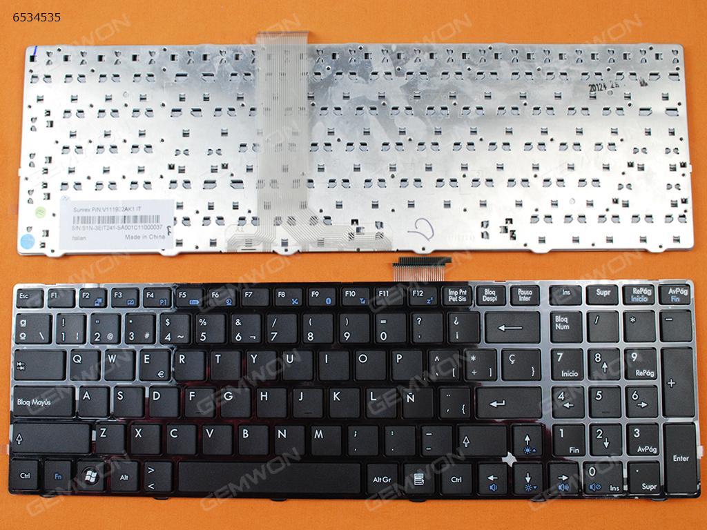 Picture of New Replacement Laptop Keyboard For MSI GT660 GT660R GT663 GT685 GT685R GLOSSY FRAME BLACK (Without foil,Version 2) SP Layout