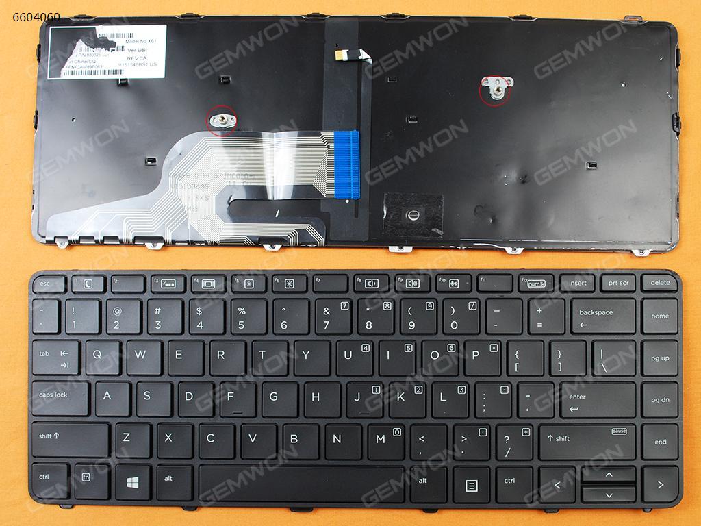 Picture of New Replacement Laptop Keyboard For HP 430 g3 g4 440 g3 g4 446 g3   BLACK Frame BLACK(Backlit,Pulled WIN8) US Layout