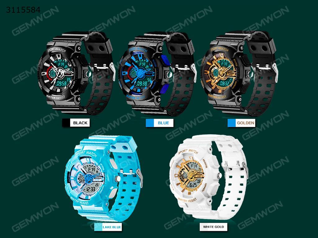 Picture of Three needle waterproof watch, with two time display, calendar display, step by step and other functions, Black