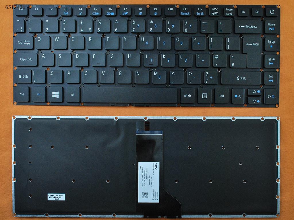 Picture of New Replacement Laptop Keyboard For Acer Aspire E5-473 E5-473 E15 E5-573G 582P 573G-56AV 507H 54G6 BLACK (Backlit,Win8) Uk Layout