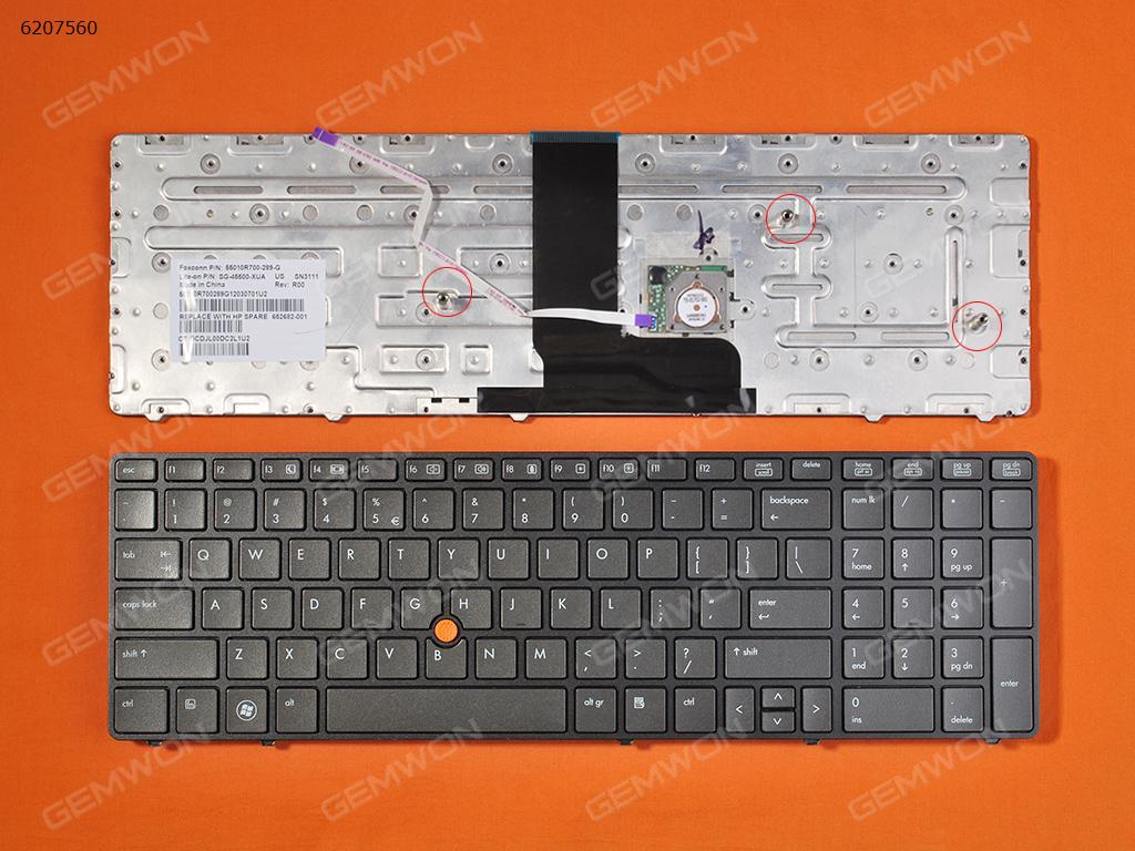 Picture of New Replacement Laptop Keyboard For HP 8560W 8570W BLACK FRAME BLACK(With Point stick) US Layout