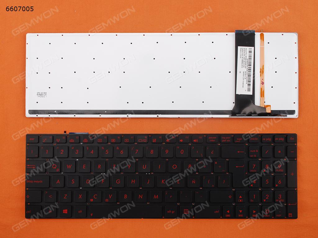 Picture of New Replacement Laptop Keyboard For ASUS N56 N56V U500VZ N76 N76VM N76VJ BLACK(Backlit,With foil,Without FRAME,Red Printing) WIN8 LA Layout