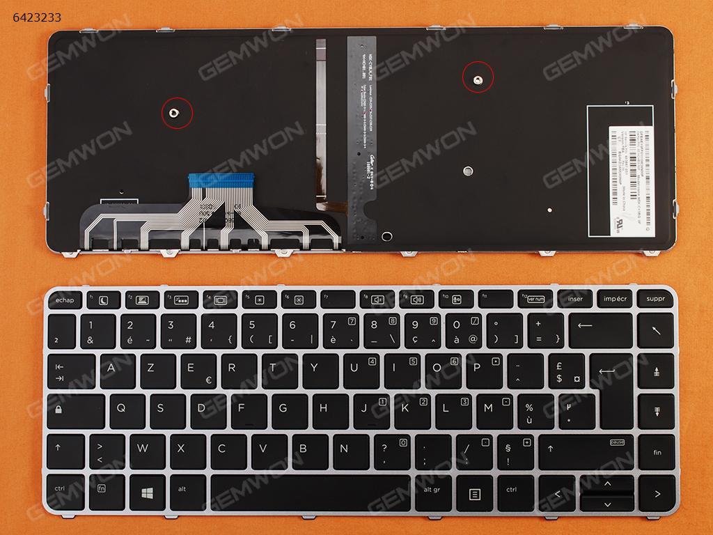 Picture of New Replacement Laptop Keyboard For HP EliteBook Folio 1040 G3 SILVER FRAME BLACK (Backlit,Win8) FR Layout