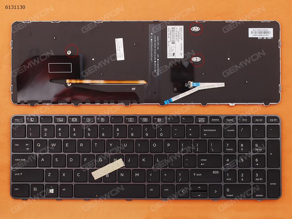 Picture of New Replacement Laptop Keyboard For HP EliteBook 755 G3 850 G3 850 G4 ZBook 15u G3 G4 GRAY FRAME BLACK (with point,Backlit,Win8) US Layout