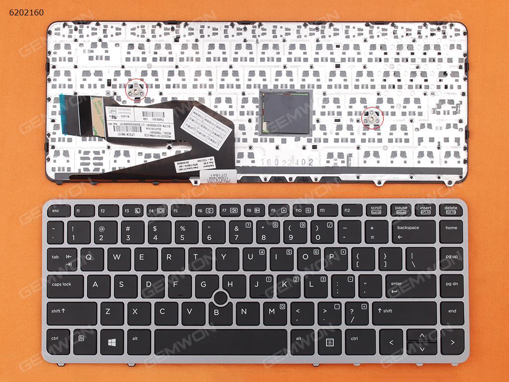 Picture of New Replacement Laptop Keyboard For HP EliteBook 840 G1 850 G1 SILVER FRAME BLACK (with point,Win8) US Layout