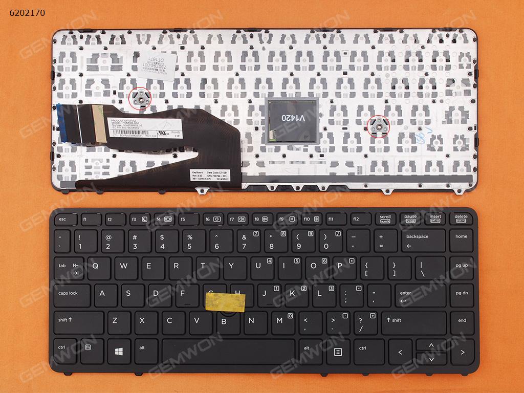 Picture of New Replacement Laptop Keyboard For HP EliteBook 840 G1 850 G1 BLACK FRAME BLACK (with point,Win8) US Layout