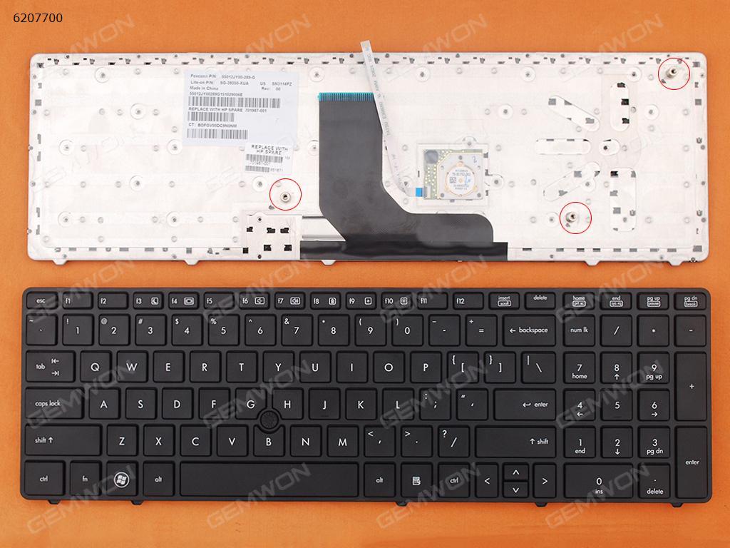Picture of New Replacement Laptop Keyboard For HP ProBook 6560B/EliteBook 8570P 8560P BLACK FRAME BLACK(With Point stick) US Layout