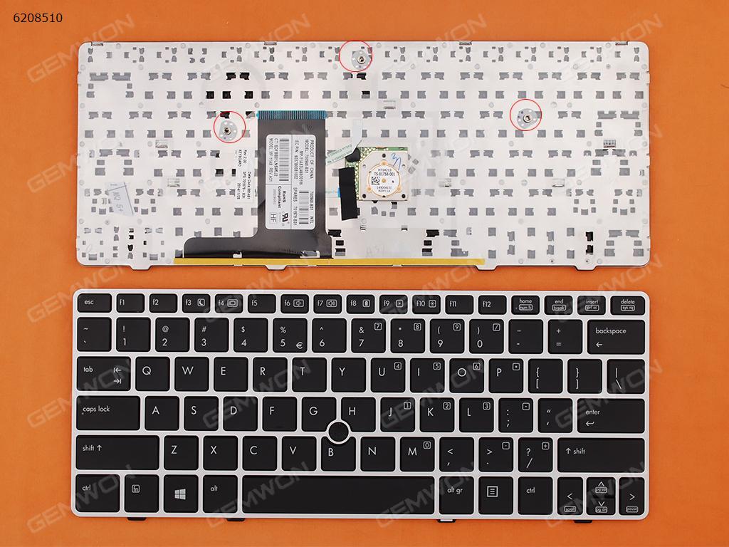 Picture of New Replacement Laptop Keyboard For HP 2560P SILVER FRAME BLACK (With point stick,Win8) US Layout