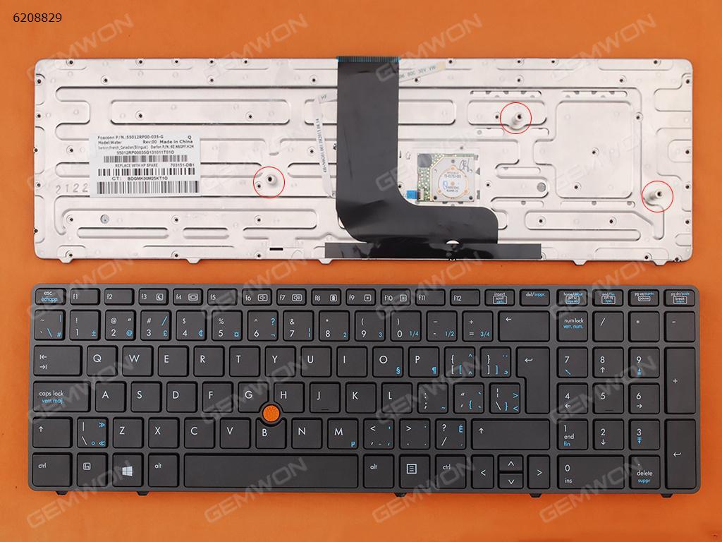 Picture of New Replacement Laptop Keyboard For HP 8560W 8570W GRAY FRAME GRAY(With Point stick,WIN8 ) CA/CF Layout