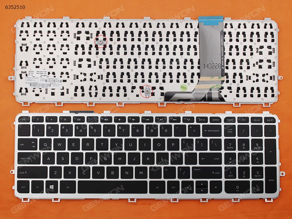 Picture of New Replacement Laptop Keyboard For HP ENVY 15-j Series SILVER FRAME BLACK  For Win8 US Layout