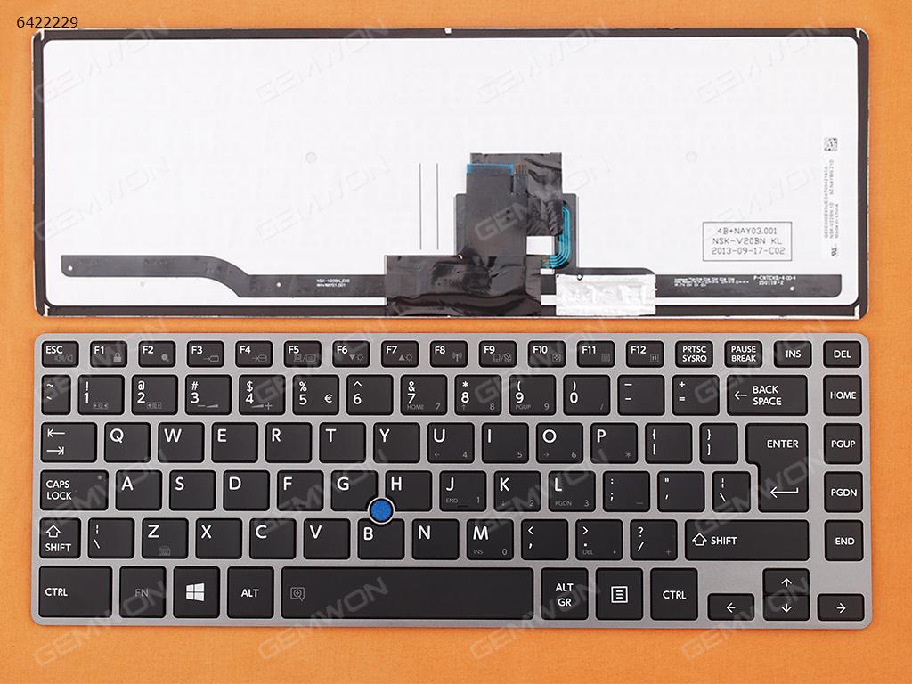 Picture of New Replacement Laptop Keyboard For TOSHIBA Z40 GRAY FRAME BLACK (With Point stick,Win8) UI Layout