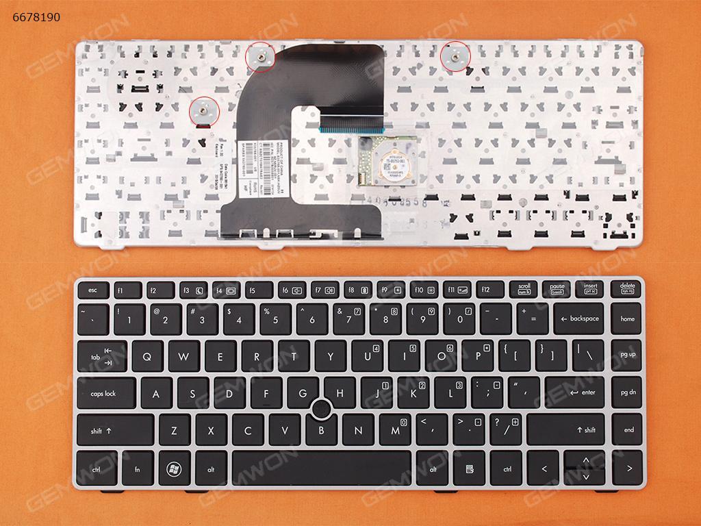 Picture of New Replacement Laptop Keyboard For HP EliteBook 8460P SILVER FRAME BLACK(With BLACK Point stick)WIN8 US Layout