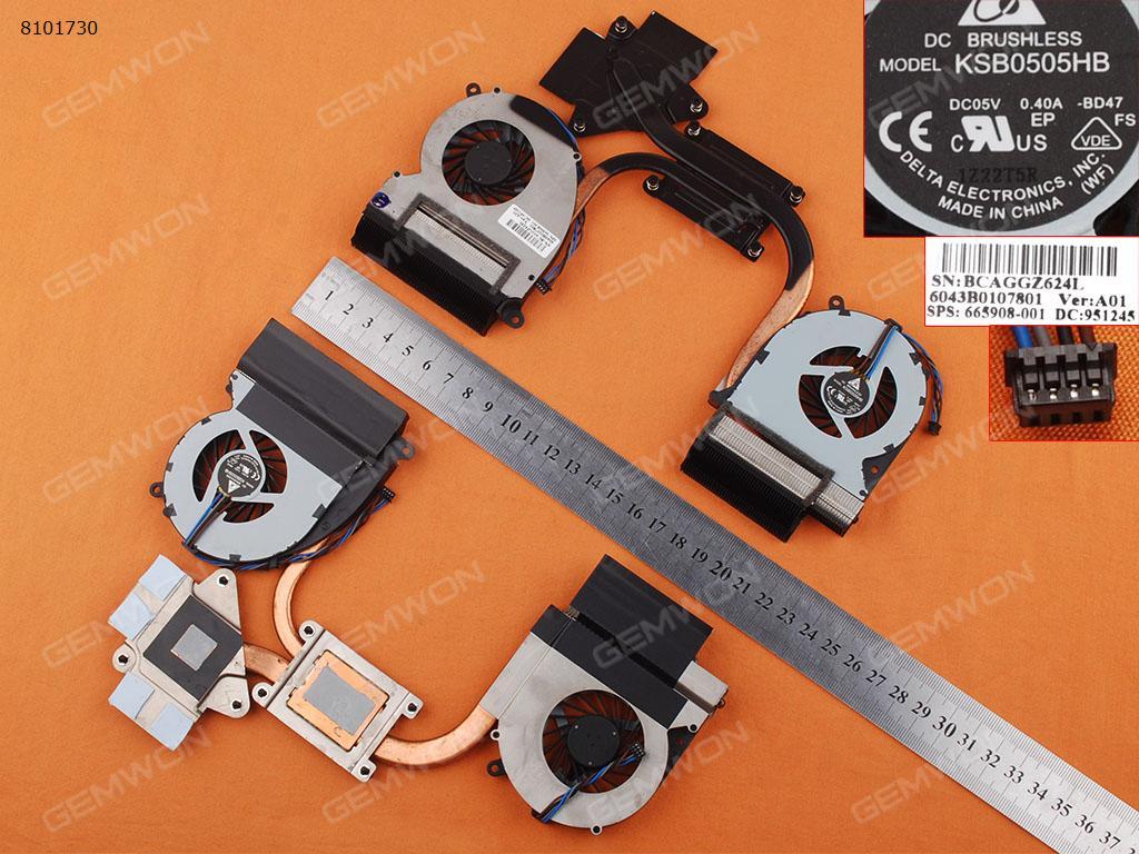 Picture of New Replacement CPU Cooling Fan For HP Envy 17 Envy 17-3000(CPU + GPU Fan With Heatsink) 6043B0117101 689993-001 Layout