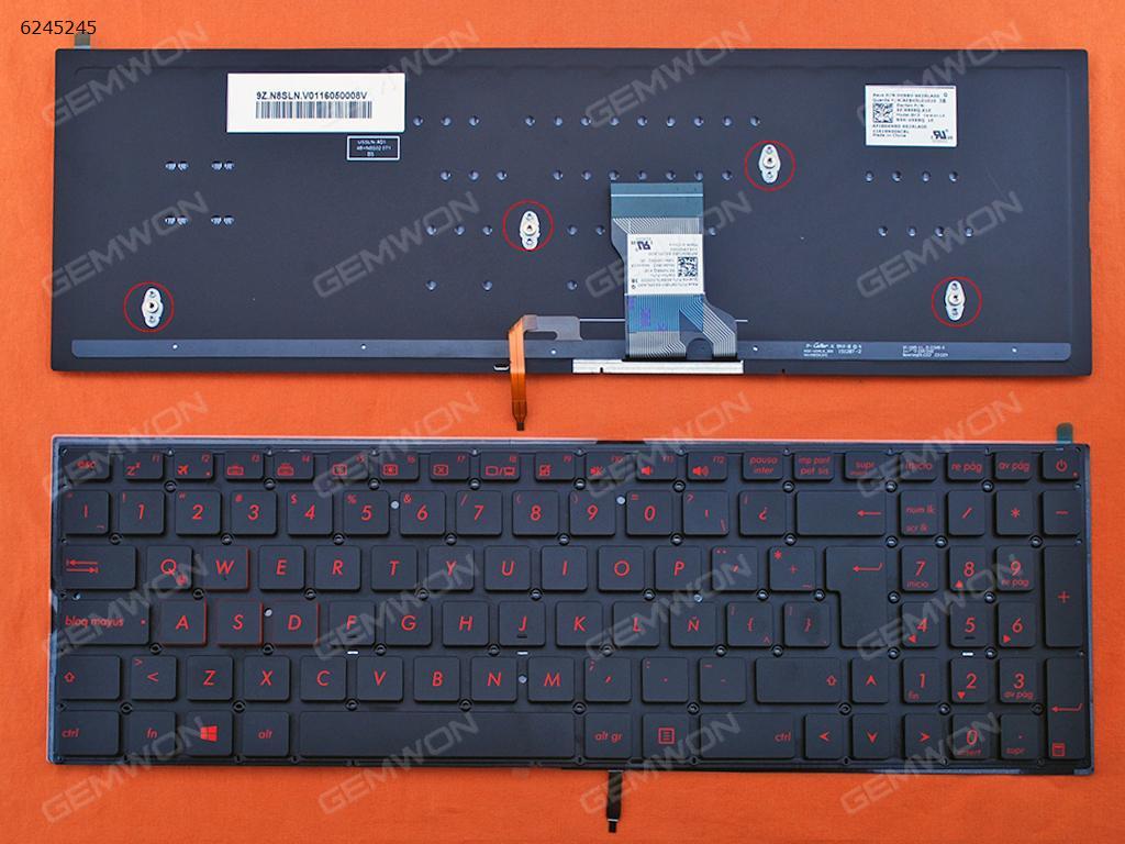 Picture of New Replacement Laptop Keyboard For ASUS N501 Q501LA N541LA BLACK （Backlit,Red Printing, Win8） LA Layout
