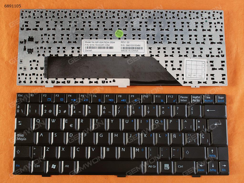 Picture of New Replacement Laptop Keyboard For MSI U100 BLACK SP Layout