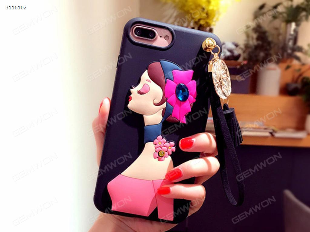 Picture of iPhone 7 Goddess mobile phone shell, Creative anti dropping diamond Goddess Soft Shell, Black pink