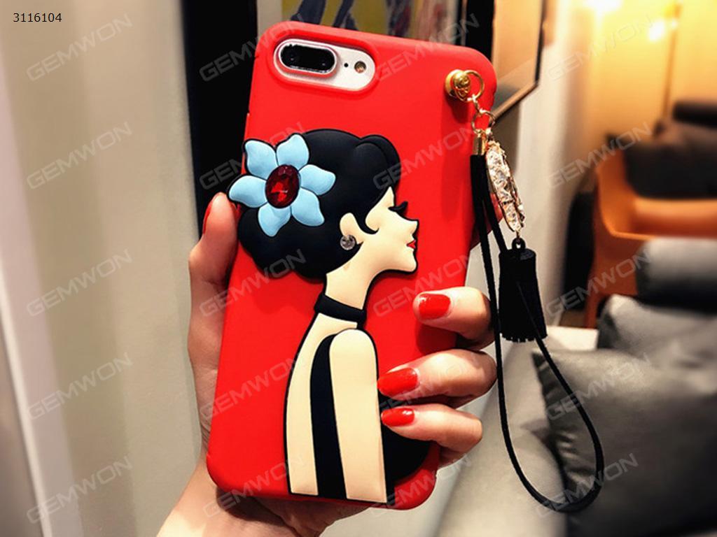 Picture of iPhone 7 Goddess mobile phone shell, Creative anti dropping diamond Goddess Soft Shell, Red