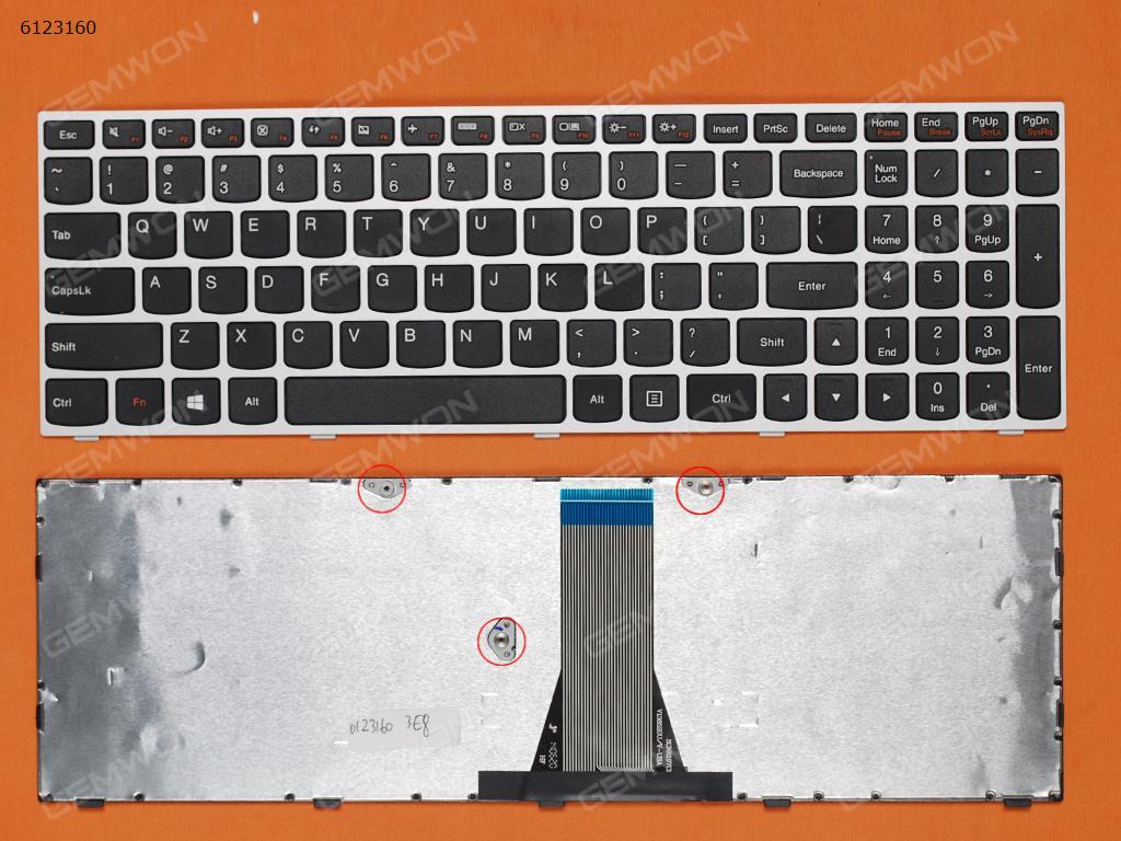 Picture of New Replacement Laptop Keyboard For LENOVO G50-70 SILVER FRAME BLACK  WIN8 US Layout