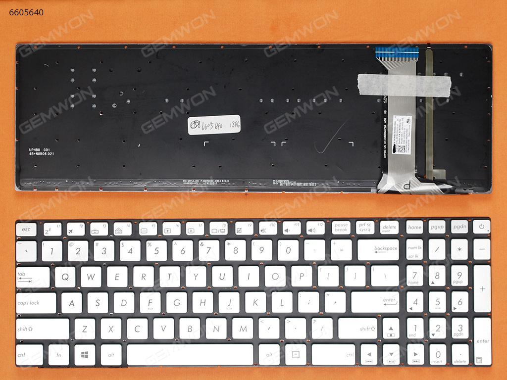 Picture of New Replacement Laptop Keyboard For ASUS N551 N551J N551JB N551JK N551JM N551JQ SILVER (Backlit,With foil,Without FRAME) WIN8 US Layout