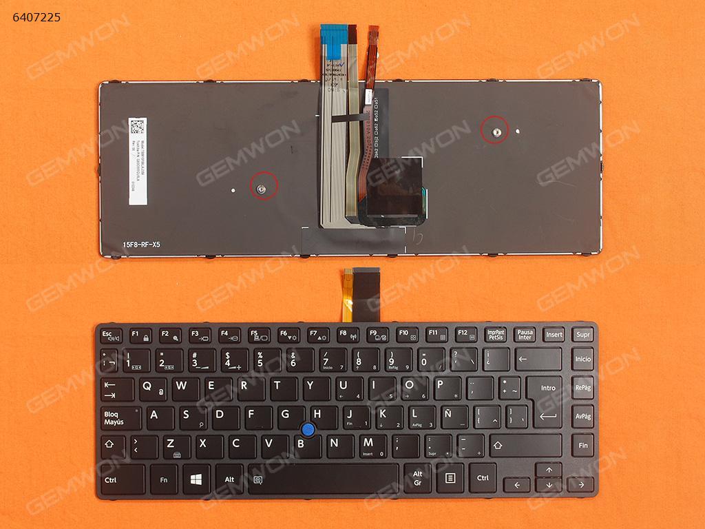Picture of New Replacement Laptop Keyboard For Toshiba Tecra A40-C A40-C1430 A40-C1440 A40-C-18R BLACK FRAME GLOSSY WIN8 (With point stick,Backlit) LA Layout