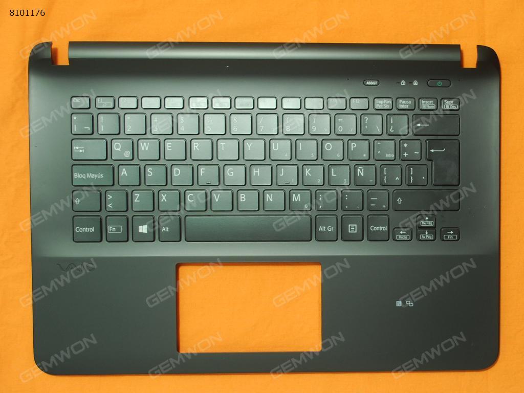 Picture of New Replacement Laptop Cover For New sony SVF142 Svf143 SVF14326scp SVF142a23t palmres with LA keyboard case Upper cover BLACK