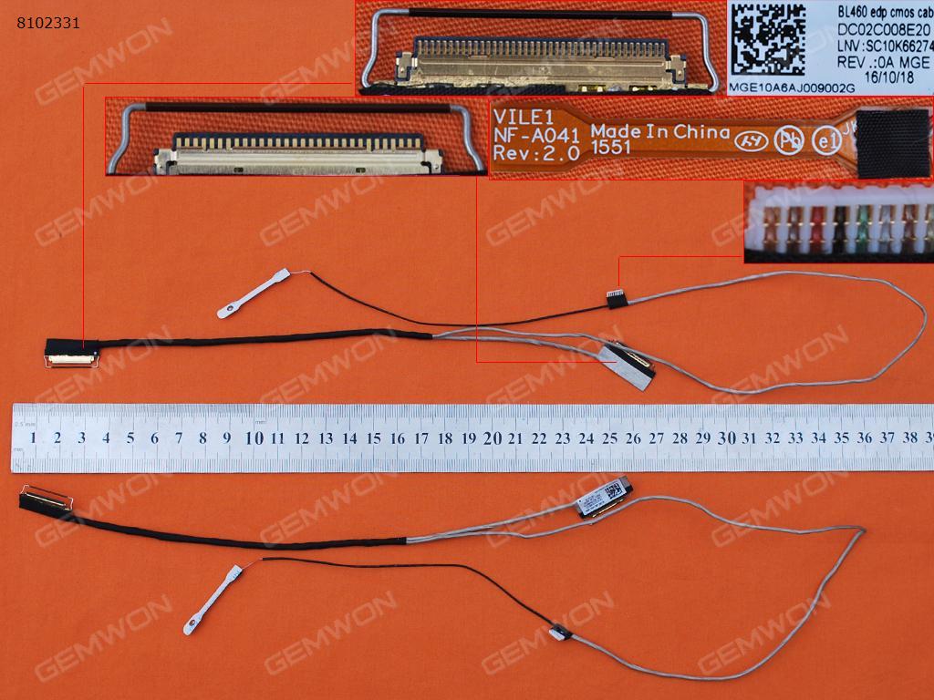 Picture of New LCD Display Screen Cable Replacement  For Thinkpad T460P L460 L470 Motherboard Interface 40Pin,LCD Screen Interface 30Pin EDP,ORG