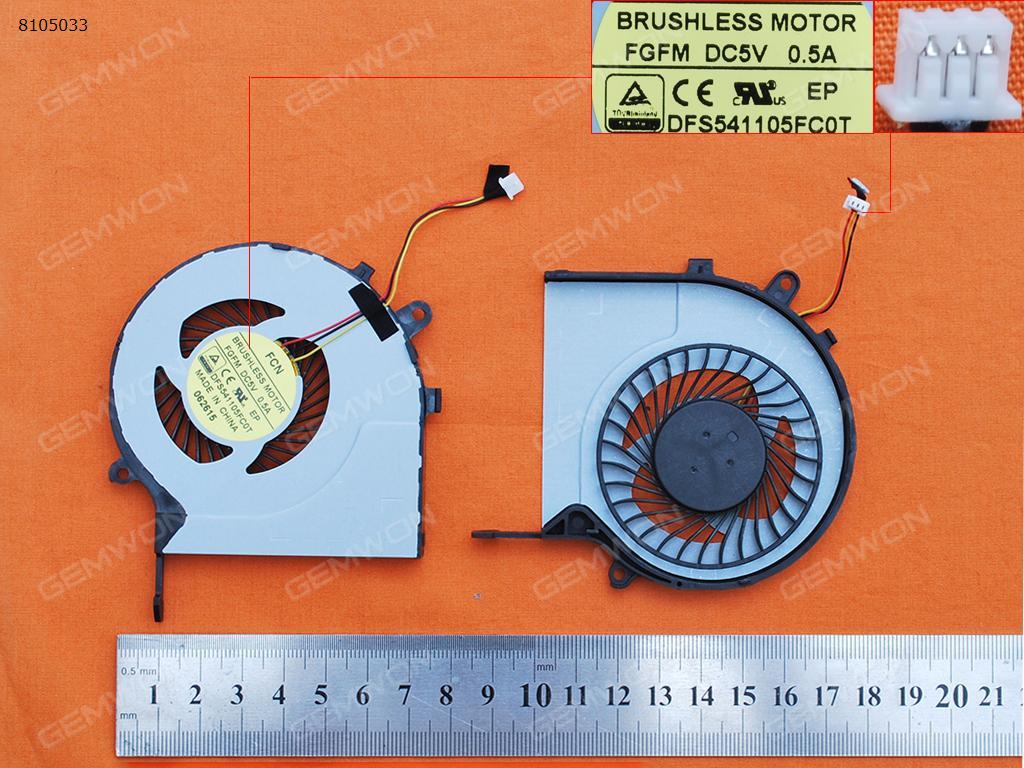 Picture of New Replacement CPU Cooling Fan For Toshiba Satellite C55-C L50-C L55-C L55-C5272 P50-C S55-C S55(3 Pin,for integrated graphics card，Original) DFS541105FC0T    FABL000EUA Layout