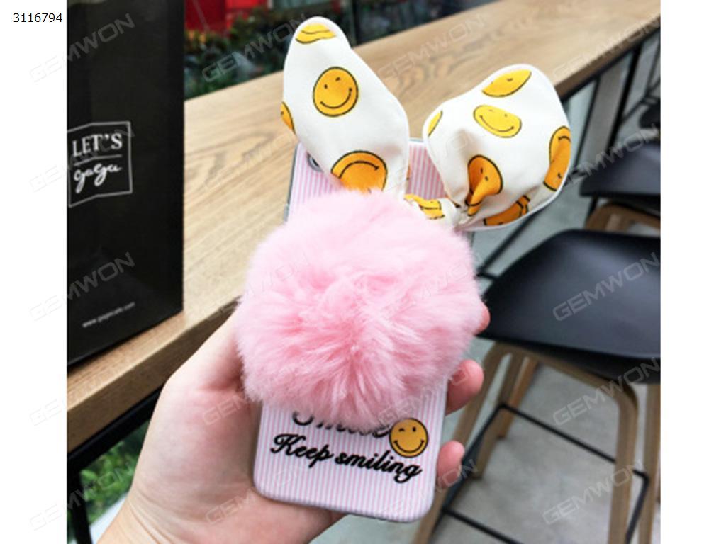 Picture of iPhone 7 Plush ball mobile phone shell, Cute anti fall set trendy mobile phone shell,Pink white