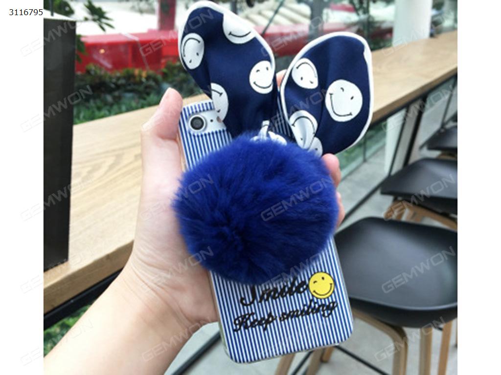 Picture of iPhone 7 Plush ball mobile phone shell, Cute anti fall set trendy mobile phone shell, Blue