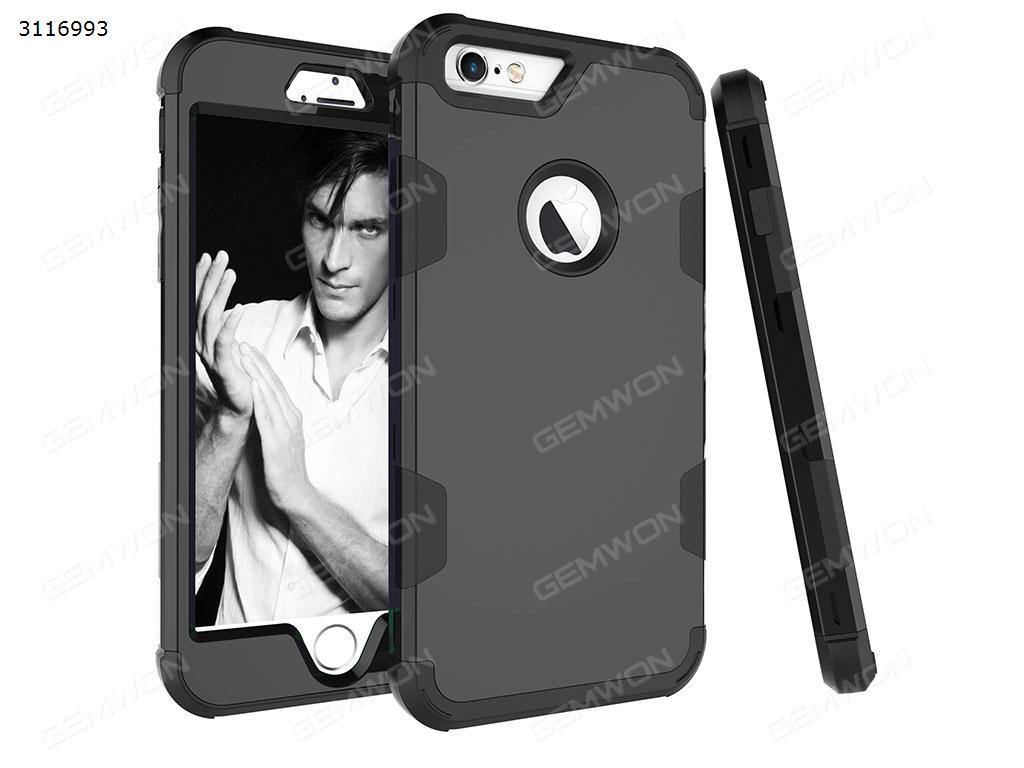 Picture of iphone 6 Silicone armor Mobile phone shell, Three in one silica gel PC color armor mobile phone anti fall, Black