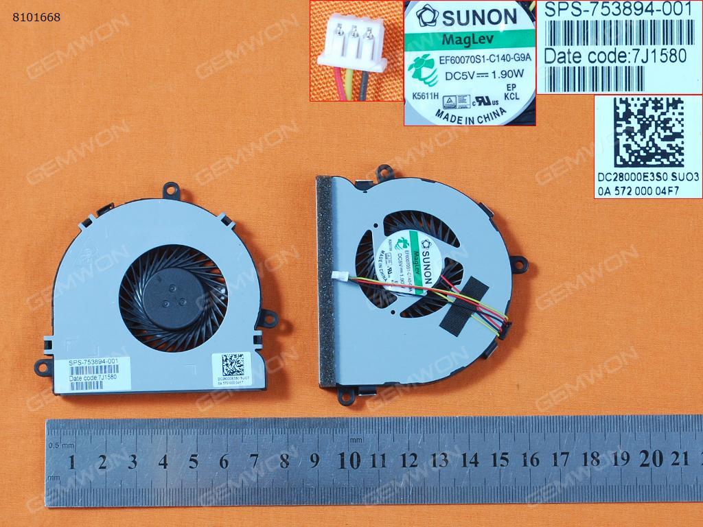 Picture of New Replacement CPU Cooling Fan For HP Pavilion 14-G 14-S 14-R TPN-C116 TPN-C125 15-G000 15-G100 15-R000 15-R100 15-H 240 G3 250 G3 Dell Inspiron 15 15R 17 17R 3521 3721 5521 5535 5721 5537(Original) DC28000ES0 SUO3  753894-001 EF60070S1-C140-G9A K5611H Layout