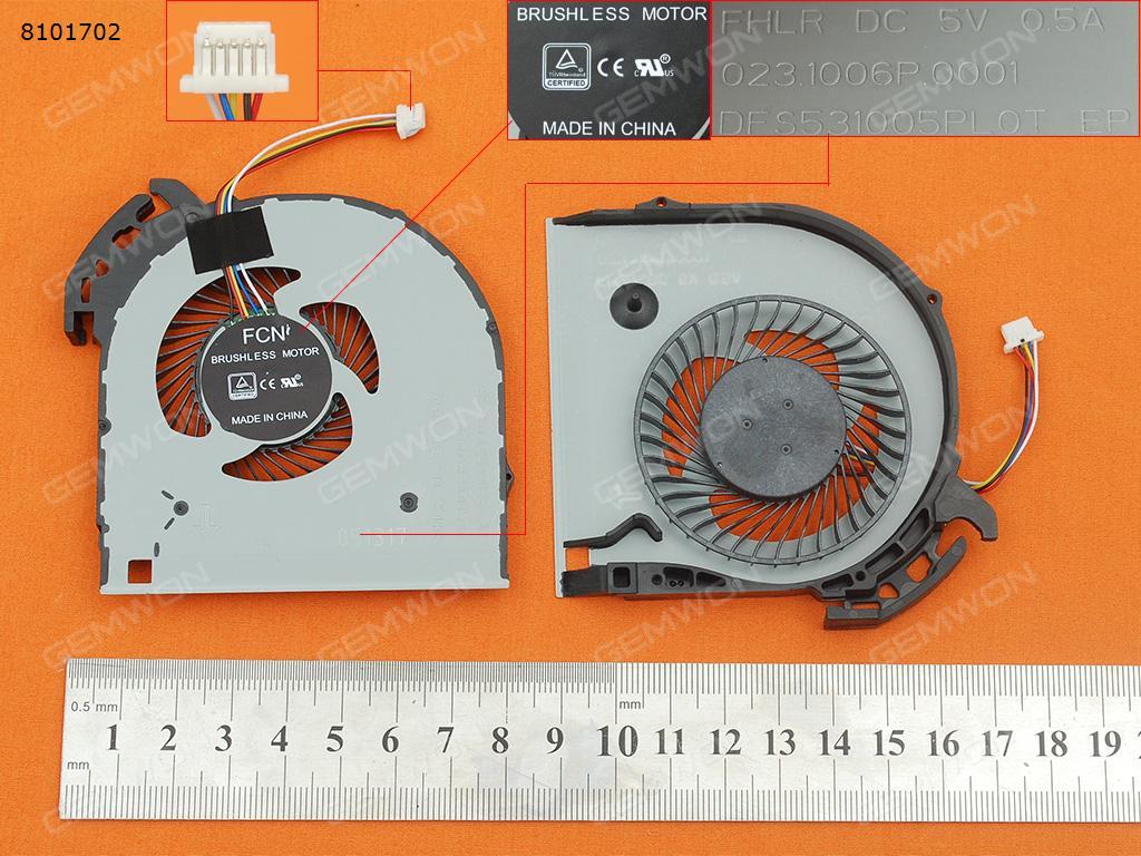 Picture of New Replacement CPU Cooling Fan For Lenovo IdeaPad V110-15 V110-15ISK 5pin 5V 0.5A(Original) DFS531005PL0T  023.1006P.0001 Layout