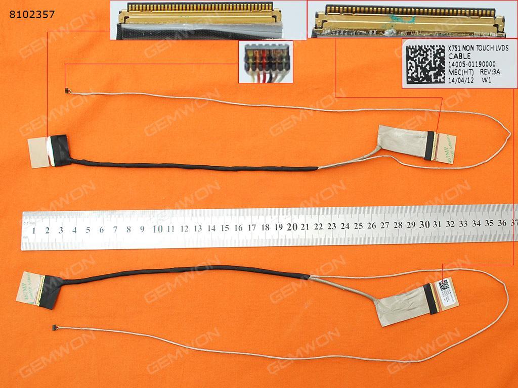 Picture of New LCD Display Screen Cable Replacement  For ASUS x751 X751LD X751L X751LN X751LX X751MA F751 40pin（Without Touch），ORG