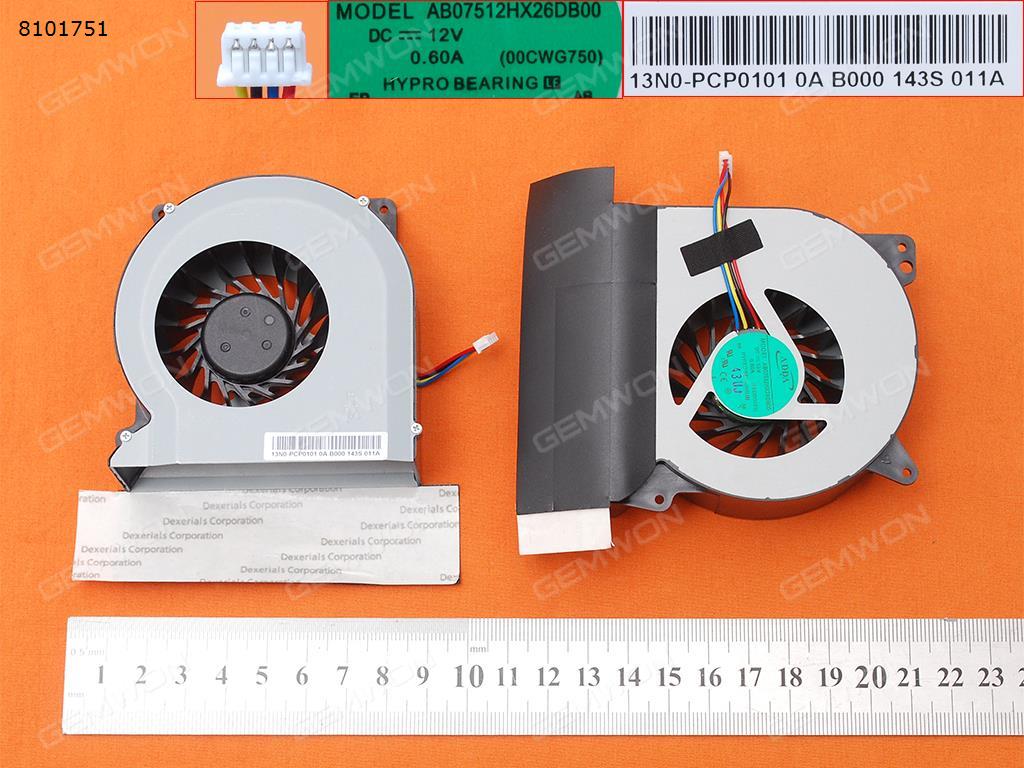 Picture of New Replacement CPU Cooling Fan For ASUS G750 G750JW G750J CPU AB07512HX26DB00 00CWG750 12V 0.60A 13N0-PCP0101(Original,Thick,Verison 1) AB07512HX26DB00 00CWG750 12V 0.60A Layout