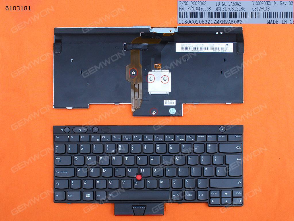 Picture of New Replacement Laptop Keyboard For ThinkPad T430 T530 X230 BLACK(Backlit) Uk Layout