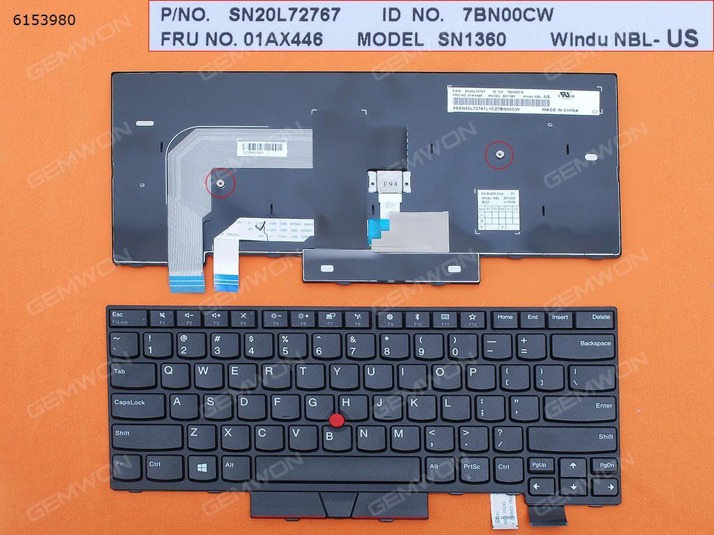 Picture of New Replacement Laptop Keyboard For ThinkPad T470 BLACK FRAME BLACK (For Win8) US Layout