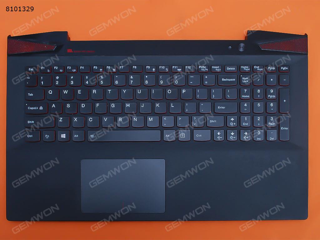 Picture of New Replacement Laptop Cover For Lenovo Ideapad Y50-70 Touch Series 15.6 palmres with US Backlit Keyboard case Upper cover BLACK （with touchpad）