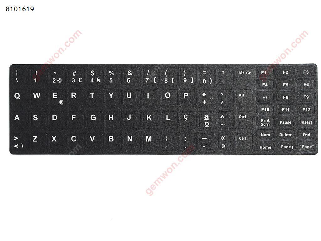 Picture of PO Keyboard Sticker,Black with White letter. Change keyboard language layout by stick lables on keyboard keys.(version 2)