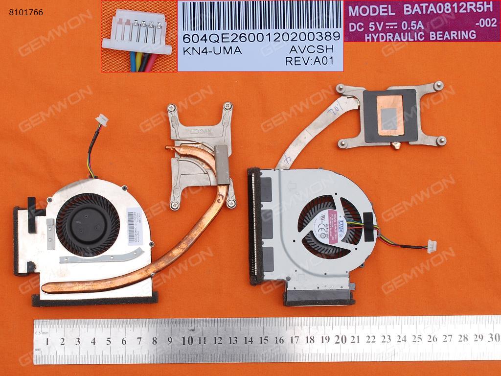 Picture of New Replacement CPU Cooling Fan For Lenovo ThinkPad T520 T520i,4-Wire 6-hole,AVC Version(Integrated graphics Heatsink) BAT0812R5H   604QE26001200398 Layout